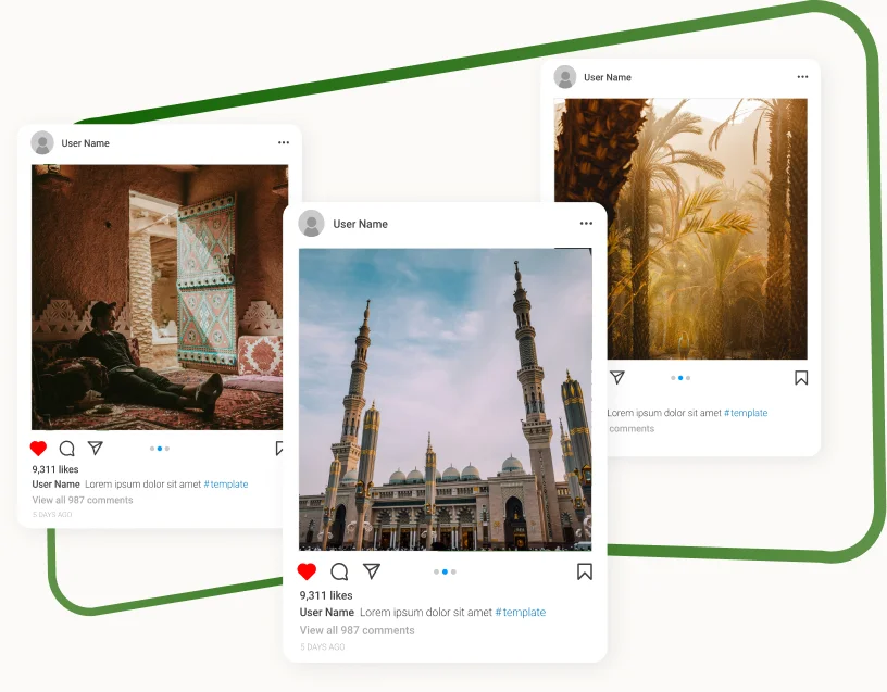 Instagram posts from travelers sharing their Saudi Arabia trips