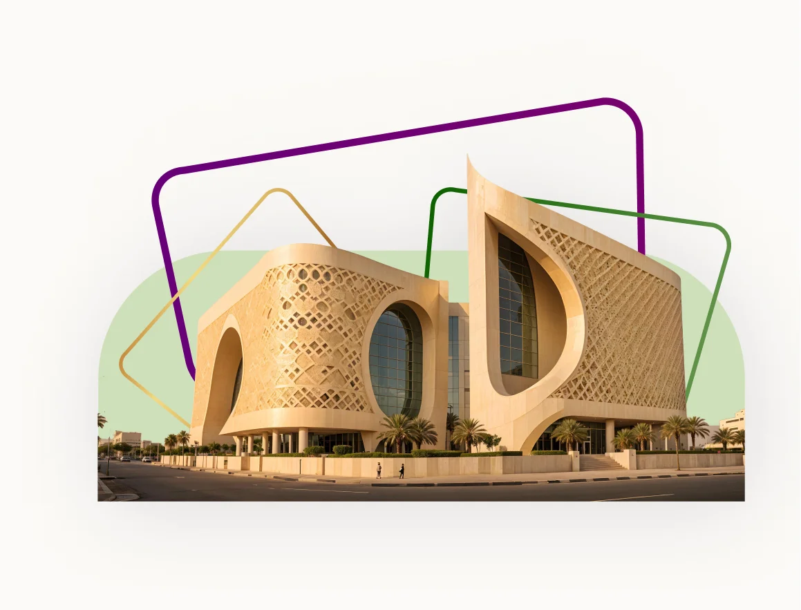 Modern landmark architecture in Saudi Arabia