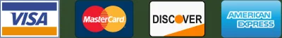 Visa, Mastercard, Discover and American Express accepted