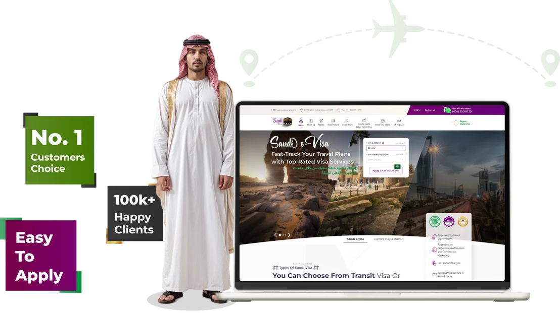 Preview of the Saudi E Visa Online application website on a laptop